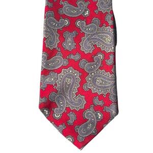 Damon Mens Vintage Red Paisley Silk Necktie Classic Wide Dress Tie Made‎ in USA